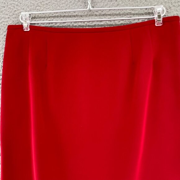 Le Suit Set Womens 12 Red Pleated Jacket Button Up Below Knee Skirt 2 Piece Work - Picture 3 of 16